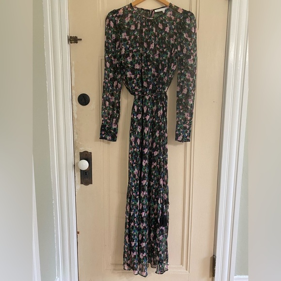 Veronica Beard Maxi Sheer Naomi Floral Silk Dress with Black Slip RARE - Picture 4 of 9